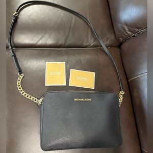 Michael Kors Black Crossbody with Gold Chain
